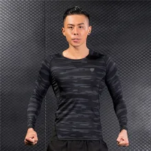 Камуфляжная Спортивная футболка с длинными рукавами для бега в стиле пэчворк, для фитнеса, баскетбола, для мужчин, для тренажерного зала, бодибилдинг компрессия Набор спортивного трико