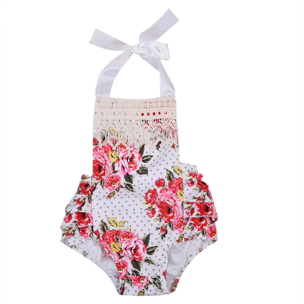 

USA Kids Newborn Clothing Infant Baby Girl Lace Romper Sunsuit Outfits Jumpsuit Summer Toddler Girls Flower Belt Rompers Lovely