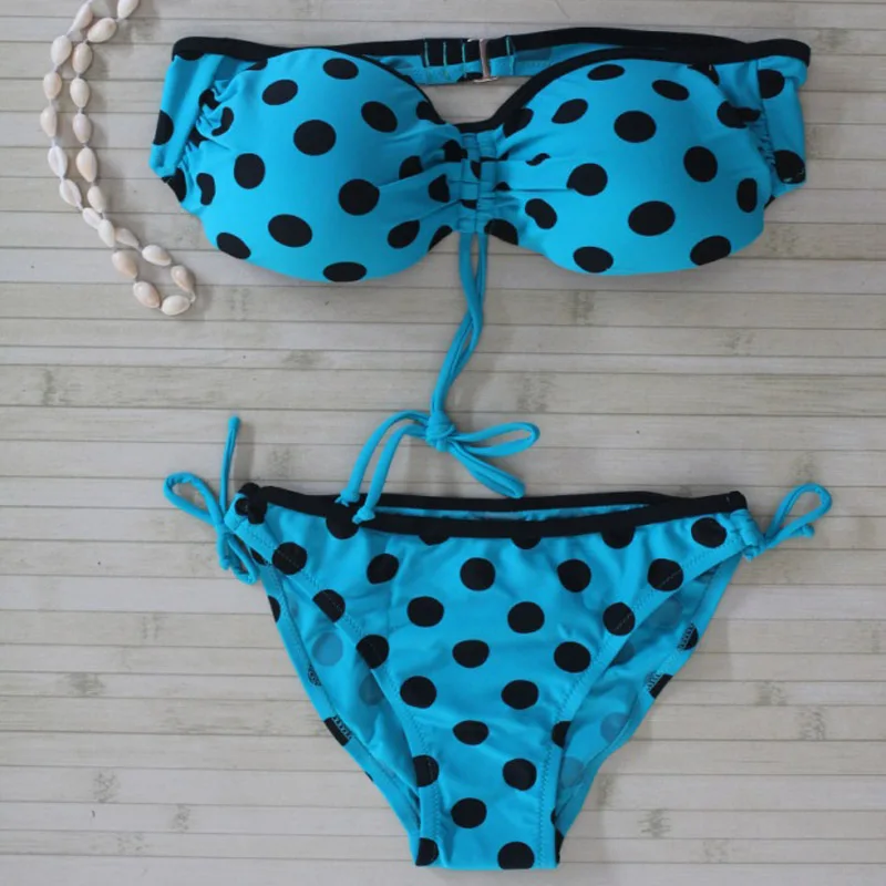Buy 2017 Sexy Halter Bikinis Set Women Polka Dot