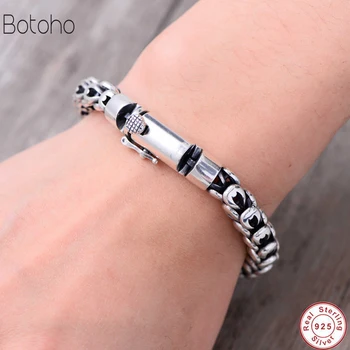

925 Maen bracelet Handmade 925 sterling silver bracelet men's retro Thai silver original personality bracelet Jewelry gift 2018
