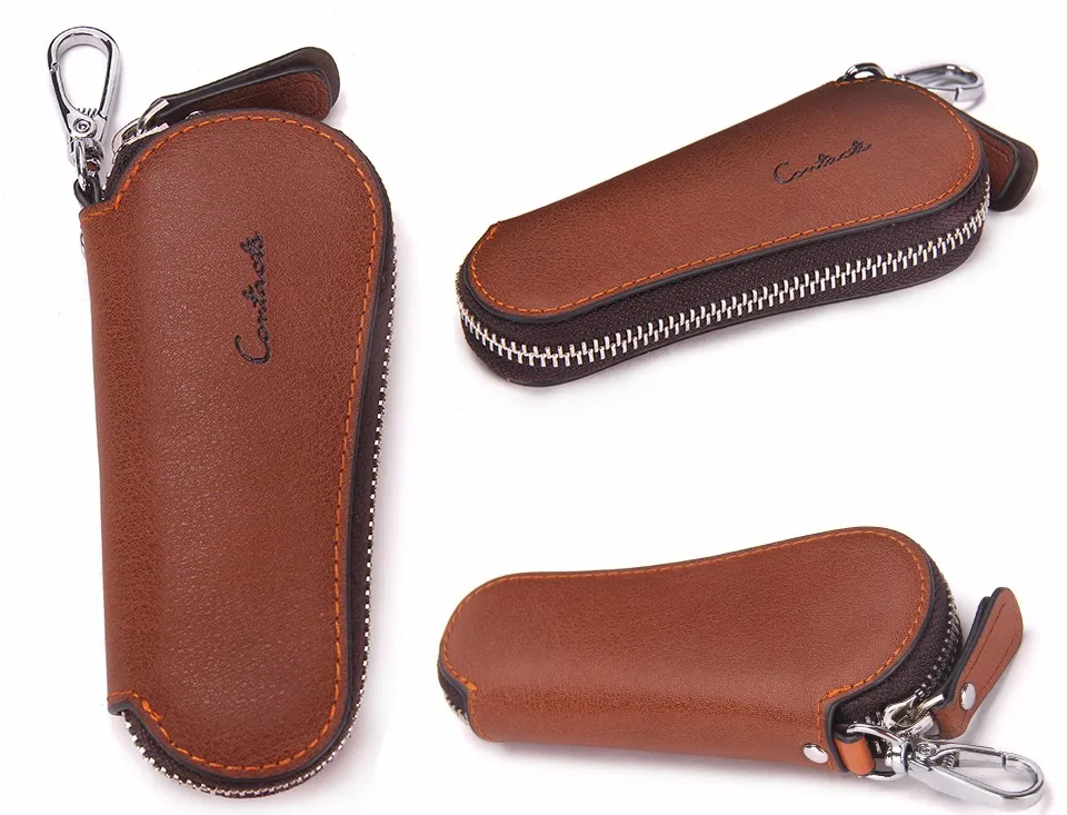 Stylish Leather Zippered Keychain