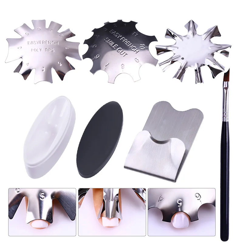 

French Dip Nail Container Powder Dipping Tray Nail Tips Mold Guides Manicure Nail Art Tool Tips Brush Easy French Cutter Sticker