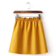 Летняя Осенняя модная женская однотонная короткая универсальная юбка из искусственной кожи с эластичной резинкой на талии женские повседневные юбки