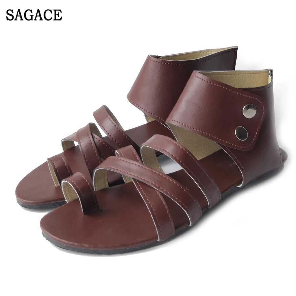 

SAGACE Women's Ankle Double Buttons shoes Open Toe sandals Roman Style Beach Walk Shoes Sexy High Quality Outsid Ladies Shoes