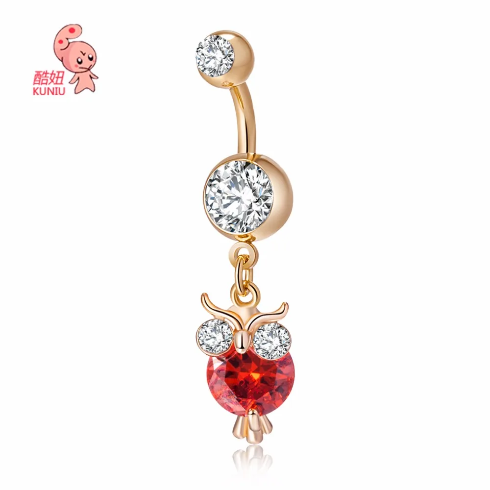 Женская Сова камень циркон присинг для тела Crystal Bell пупка живота Piercing Nombril