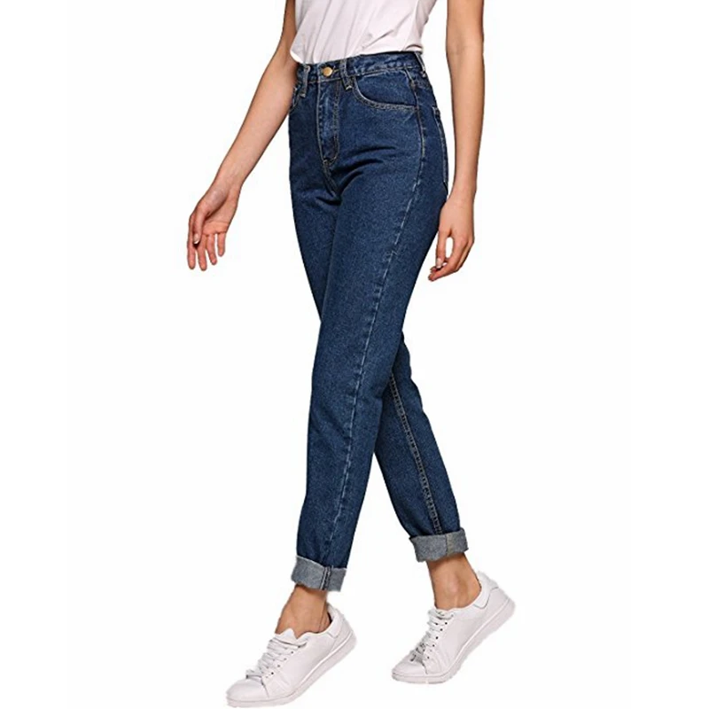 Spring 2019 women pencil denim pants blue high waist jeans woman casual vintage boyfriend mom jeans korean fashion streetwear