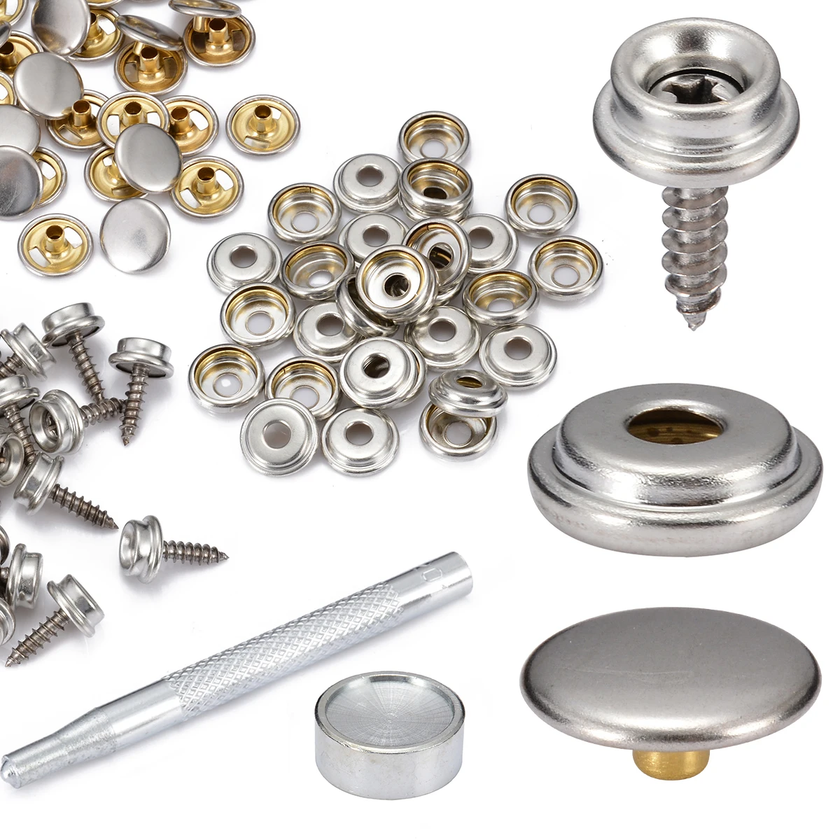 30 Sets Covered Button Kits DIY Button Craft Kits with 3 Set Assembly Tools