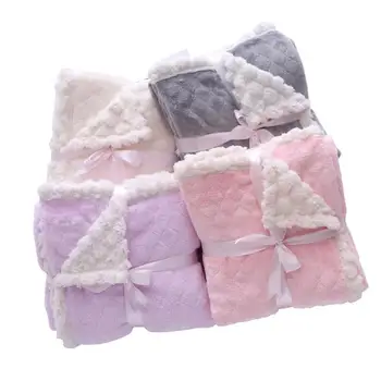

thick fur plush flanel pink cozy photo prop posing winter baby girl blanket swaddle bedding quilt airplane sofa backseat cover