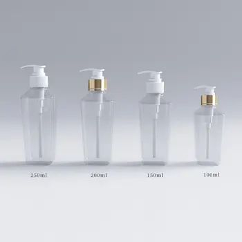 

New Square Empty Transparent Shampoo Pump Bottle , Cosmetic Makeup Bottles Refillable Lotion Cream Containers With Dispenser