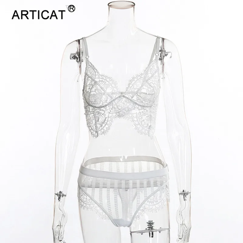 Articat, комплект из двух предметов, сексуальный кружевной боди для женщин, v-образный вырез, без рукавов, прозрачные короткие комбинезоны, женский комбинезон, однотонный обтягивающий комбинезон - Цвет: Белый
