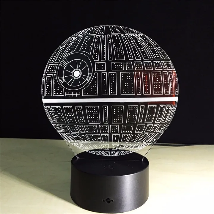 Interruptor do Toque Lâmpada de Mesa Decoração do Quarto Iluminação para Presente Luz da Noite Worldyea Star Wars Death Levou Usb 7 Cor Colorido 3d 8 led night light