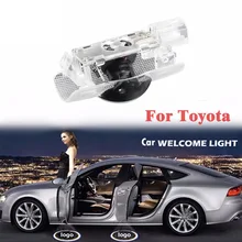 2 шт., светодиодный светильник для двери автомобиля, Круглый теневой светильник, проектор с логотипом-призраком, подсветка для авто, Стайлинг, приветственная лампа для Toyota