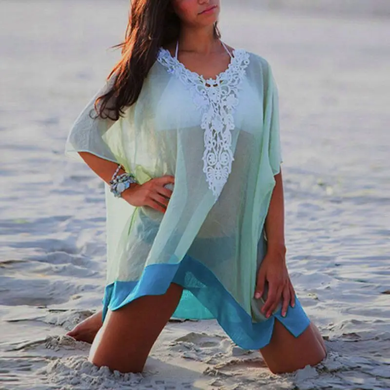 

Women Swimwear Beachwear Bikini Beach Wear Cover Up Kaftan Sarong Shirt Dress Pareo Beach Tunic Cover ups Capes Dress