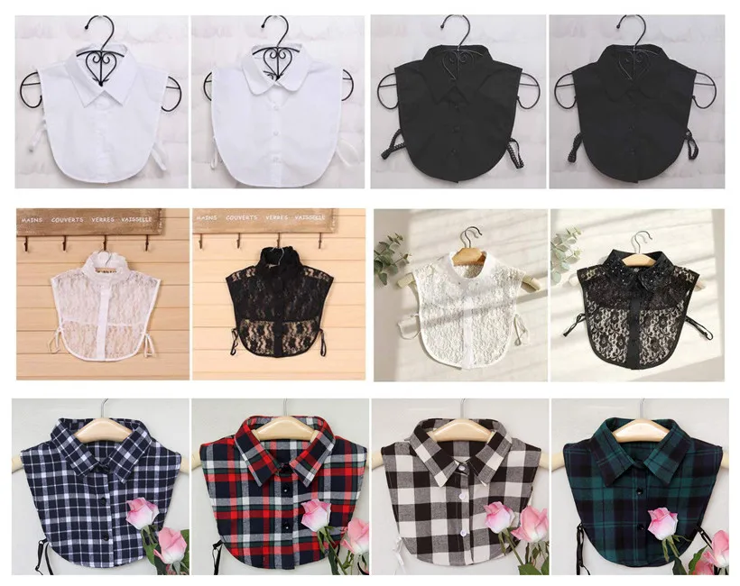 Shirt Fake Collar White& Black Tie Vintage Detachable Collar False Collar Lapel Blouse Top Women Clothes Accessories