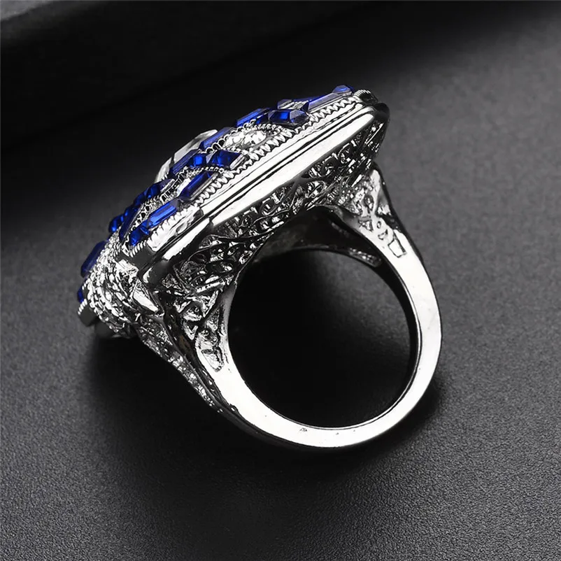 2018 New Arrival Fashion Women Crystal Silver Cubic Zirconia Band Ring Jewelry Gift Rings for women Ring Set J13#N (9)
