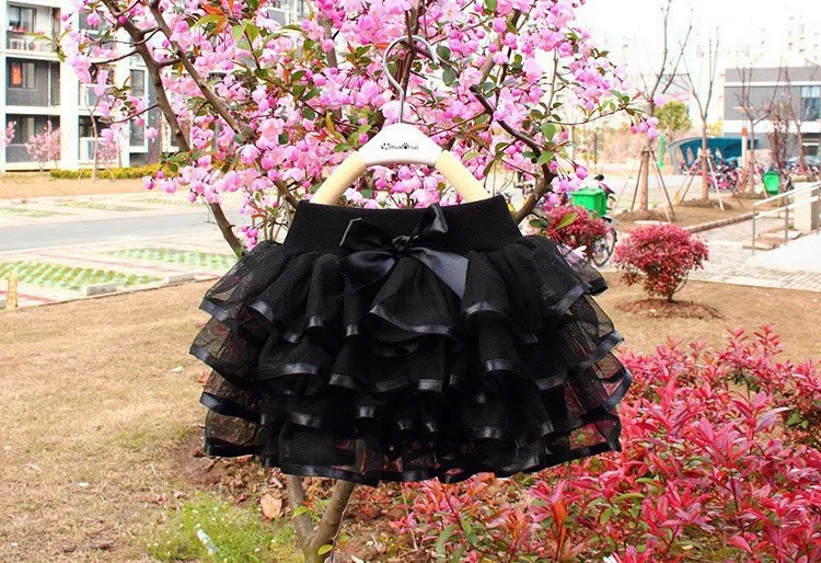 Лидер продаж года, весенне-осенняя юбка-пачка для малышей шифоновые короткие юбки принцессы из тюля для девочек, 5 цветов Одежда для детей от 2 до 9 лет - Цвет: black