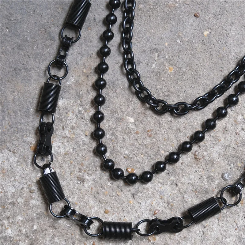 Fashion Punk Hip-hop Trendy Belt Waist Chain 85CM Long Male Pants Round beads Chain Hot Men Jeans Silver Metal Accessories BL08