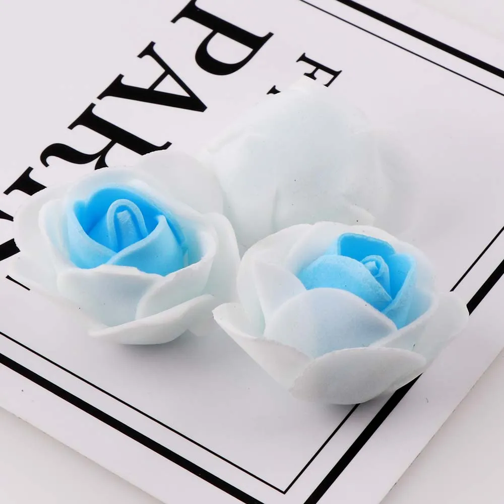 50 шт. пена 2 цвета белый RoseArtificial цветы для свадебного украшения принадлежности для скрапбукинга «сделай сам» венок поддельные ремесленные цветы - Цвет: blue
