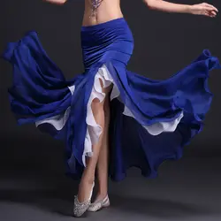 Новейшие живот Одежда для танцев 7 цветов Профессиональный юбка «рыбий хвост» юбки Для женщин завернутый юбка для танца живота дешевые
