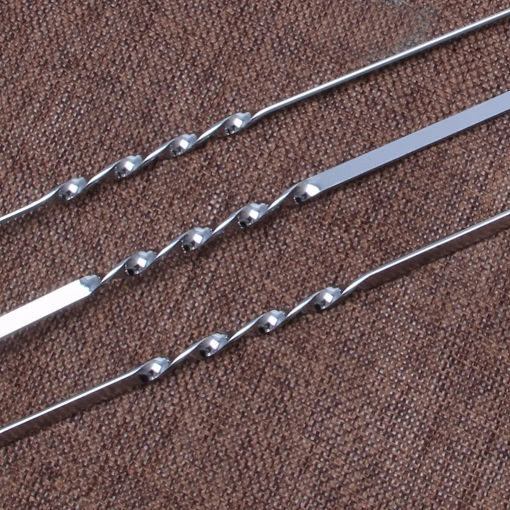 10 Pcs Stainless Steel Flat Meat Skewers For Outdoor BBQ Barbecue Accessories Skewer Roasting Fork Long inox