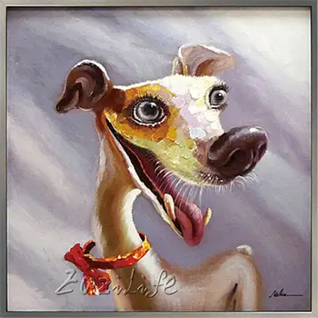 

Pop art Happy Dog on canvas modern abstract oil painting handmade oil painting Animal Pop Art Home Decor Living Room