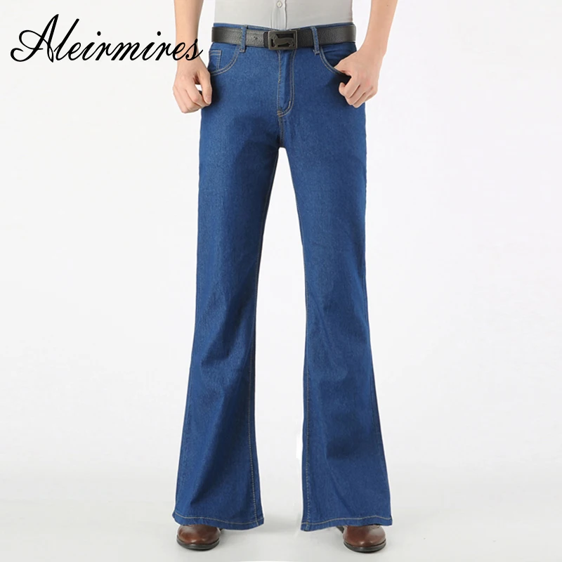 Koop Bell Bottom Jeans Mannen 2018 Nieuwe Collectie Herfst Casual Slim Fit Rits Retro Bootcut Rechte Lange mannen Flared stretch Jeans