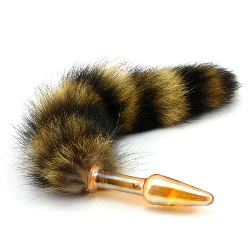 H00USGlass Butt Plug with Faux Fur Tail (2)