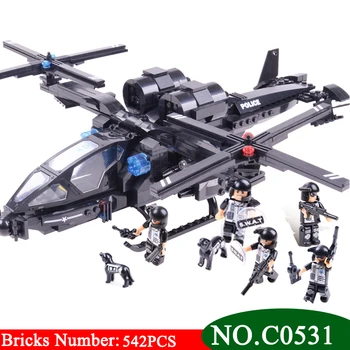

542pcs C0531 SWAT series military helicopter Building Blocks set DIY Educational bricks toys for children Great Gift