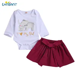LONSANT/комплект для новорожденных, с принтом, с длинными рукавами, с бантом, Conjunto Infantil, милая детская одежда, Abbigliamento Bambine Bebek Giyim, N30