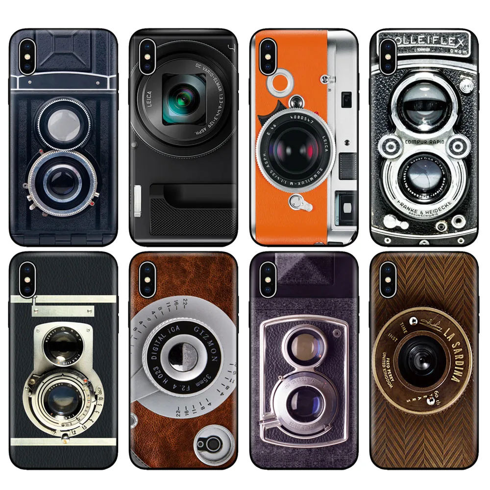 Custodia In Tpu Nero Per Iphone 5 5S Se 6 6S 7 8 Plus X 10 Custodia In Silicone Per Iphone Xr Xs 11 Pro Max Custodia Per Fotocamera Vintage
