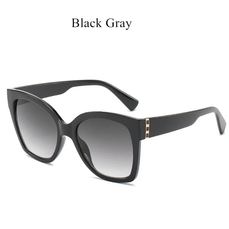 Imwete, Ретро стиль, кошачий глаз, солнцезащитные очки для женщин и мужчин, градиентный дизайн, квадратные солнцезащитные очки, женские трендовые большие оправы, очки унисекс, солнцезащитные очки - Цвет линз: Black Gray