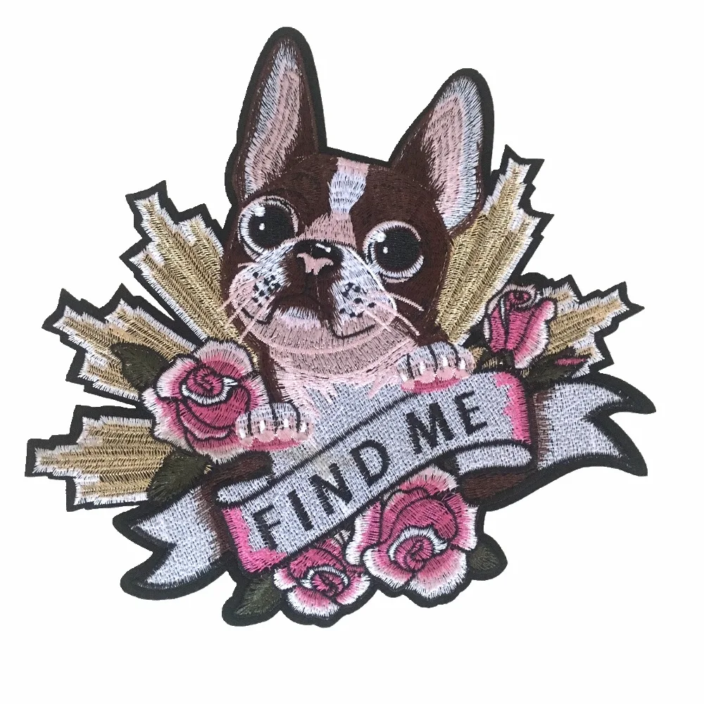 FIND ME Dog Patches Iron on Stickers Applique Embroidered Patch for Clothes DIY Decoration Scrapbook Patchwork Large Appliques | Дом и сад