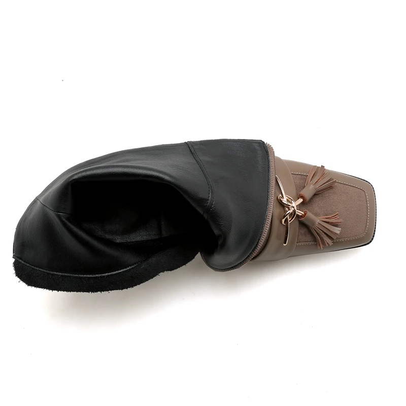 Borla Gruesos Punta Con Mujer Size34 Zapatos Botas Causal De cal 40 Cremallera Tacones Moda Mujeres Cr1325 Enmayer Tobillo Black Med xq86Zwzn1W