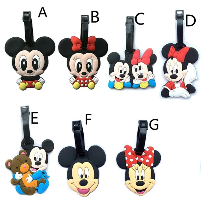 

Kawaii Mickey and Minnie Suitcase Luggage Tag n PVC ID Address Holder Baggage Label Silicone Identifier Travel Accessoriesne
