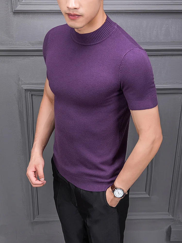Men's short sleeve turtleneck t-shirt 