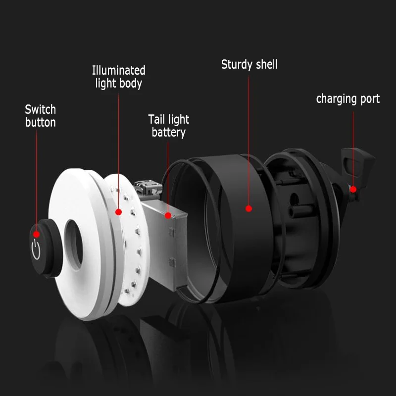 Bicycle Rear Light USB Rechargeable IPX8 Waterproof Bike Light For MTB Helmet