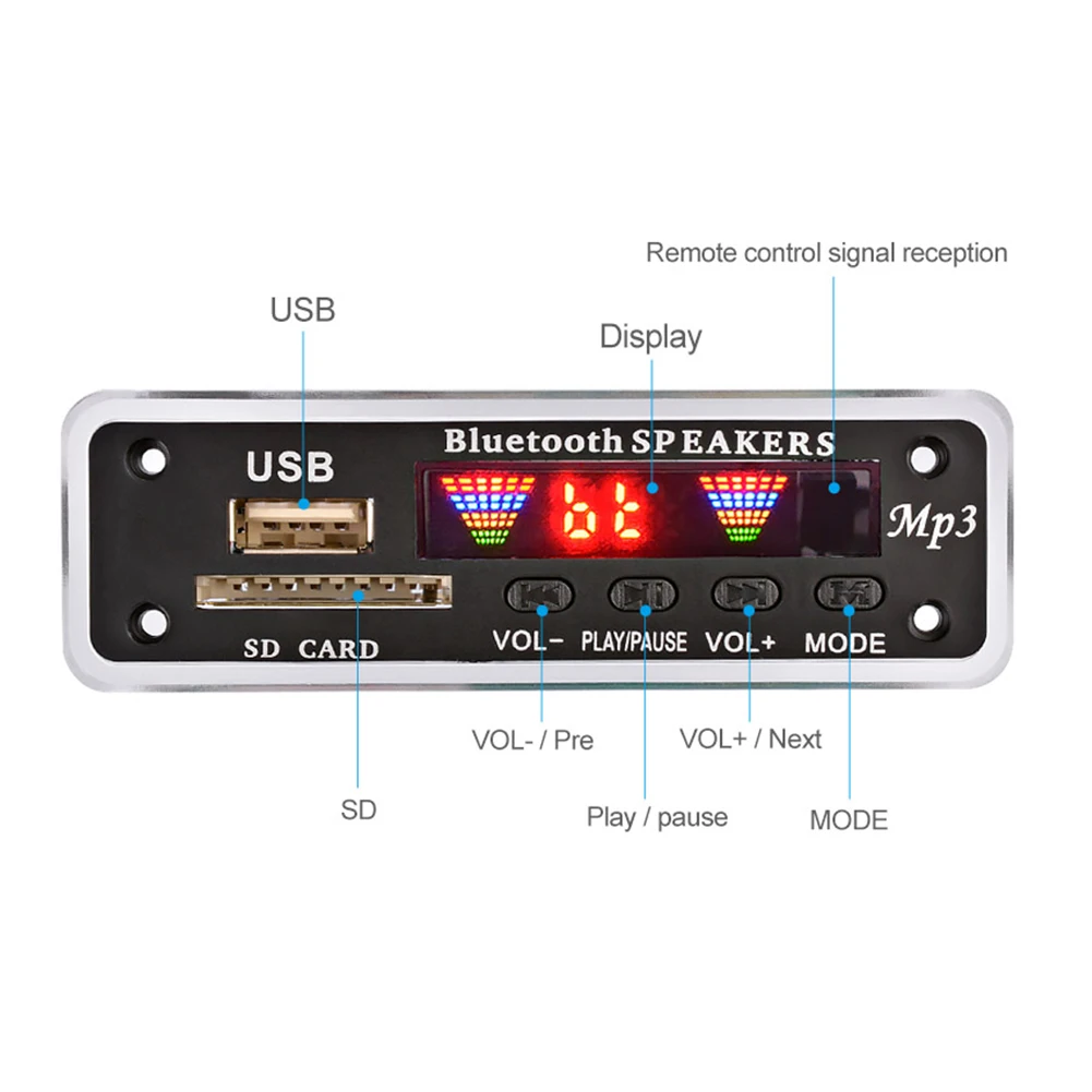 Hot Good quality Car Speaker Module FM Radio USB SD Card Wireless Bluetooth 5.0 MP3 Board Decoder Board Remote Control Player