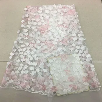 

White Color High Quality Nigerian Lace Fabrics For Wedding 2018 Bridal African French Lace Fabric 3D Flowers Fabric H615-1