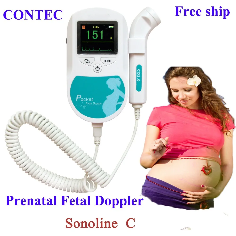 

New Contec 2MHz Sonoline-C Orange/Blue Fetal Baby Heart Monitor ,Prenatal Fetal Doppler