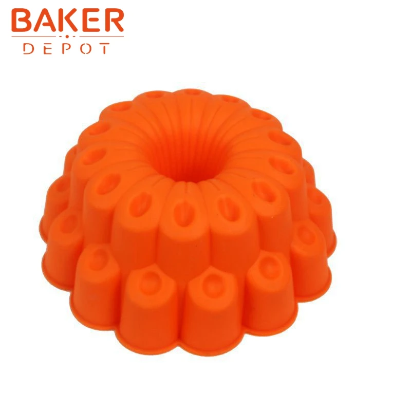 

BAKER DEPOT silicone cake mold large flower silicone Cake mold double flower bread pastry form easy demoulding