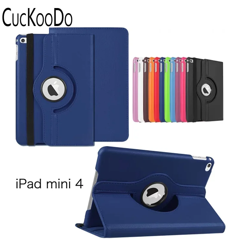 

30Pcs/lot Case For iPad mini 4,PU Leather 360 Rotating Stand Smart Case Cover for Apple New iPad Mini 4 Released on 2015