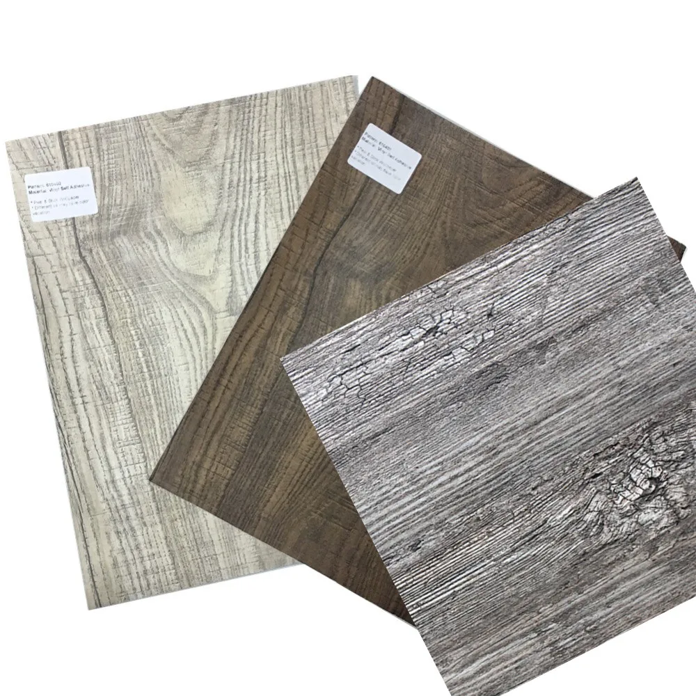 HaokHome 3d Wood Vinyl self adhesive Wallpaper SAMPLE Tan/Grey Living room study wall papers decor Size of A4 paper | Обустройство