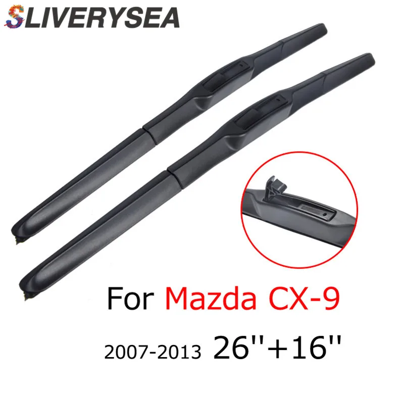 SLIVERYSEA Wiper Blade For Mazda CX 9 2007 2013 26''+16'' Rubber Clean Front Windshield 2016 Mazda Cx 9 Windshield Wiper Replacement