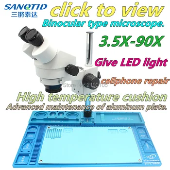 

Large base binocular industrial stereoscopic microscope 3 5x-90x continuously zoom adjustable LED lamp