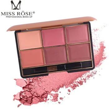 

Wholesale and Retail Brand Women Waterproof Long Lasting Blush Face Makeup and Cosmetics 6 Color Blush Palette