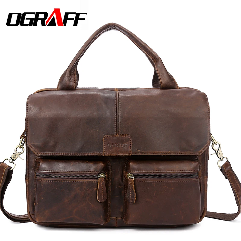 Image OGRAFF Handbag Men Bag New Cowhide Leather Men Shoulder Bags Genuine Leather Men Messenger Bags Handbags Briefcases Men 2017 Bag