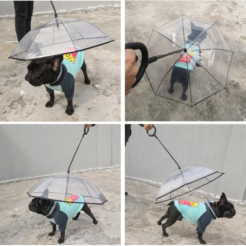 Petshy зонтик для питомца собаки Прозрачный Портативный Регулируемый дождливый Снег Открытый путешествия маленькая собака кошка зонтик с поводками для домашних животных