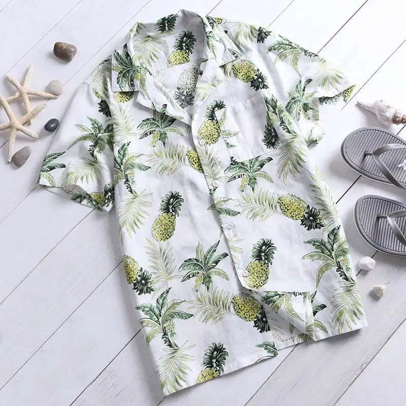 Большой 4XL Гавайские рубашки тропический Для мужчин s рубашки с короткими рукавами и лацканами воротник пляж рубашки для отпуска Camisa Masculina