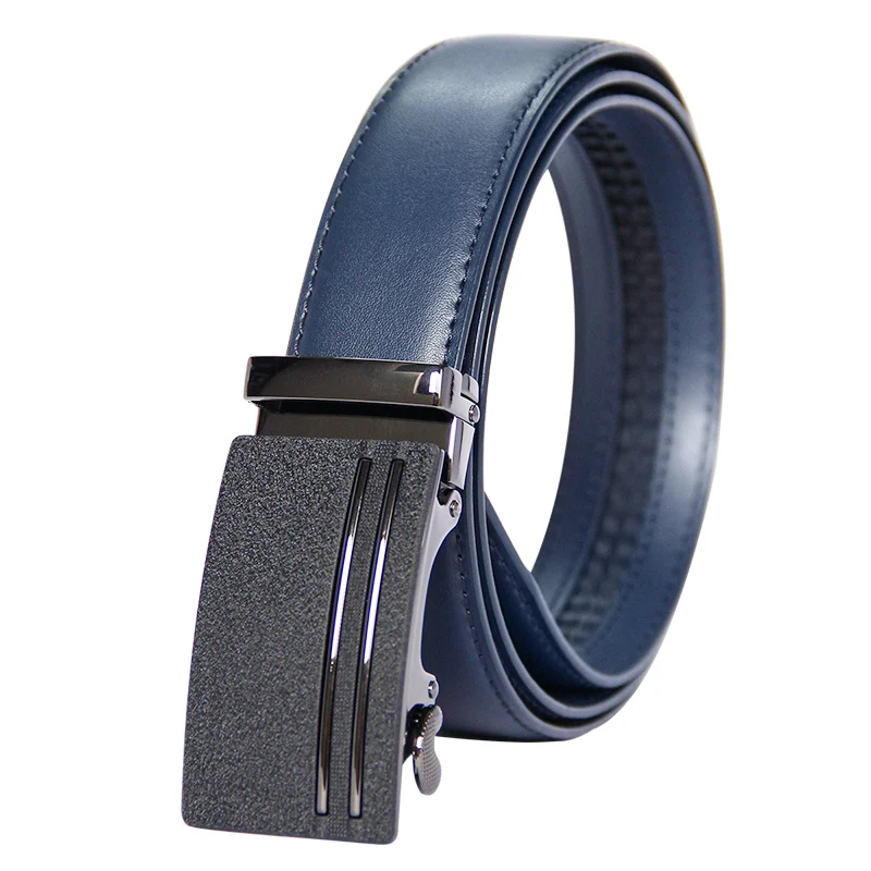 

Famous Brand Belt Men Top Quality Genuine Luxury Leather Belts for Men Strap Male Metal Blue Leather Automatic Buckle Belts Men