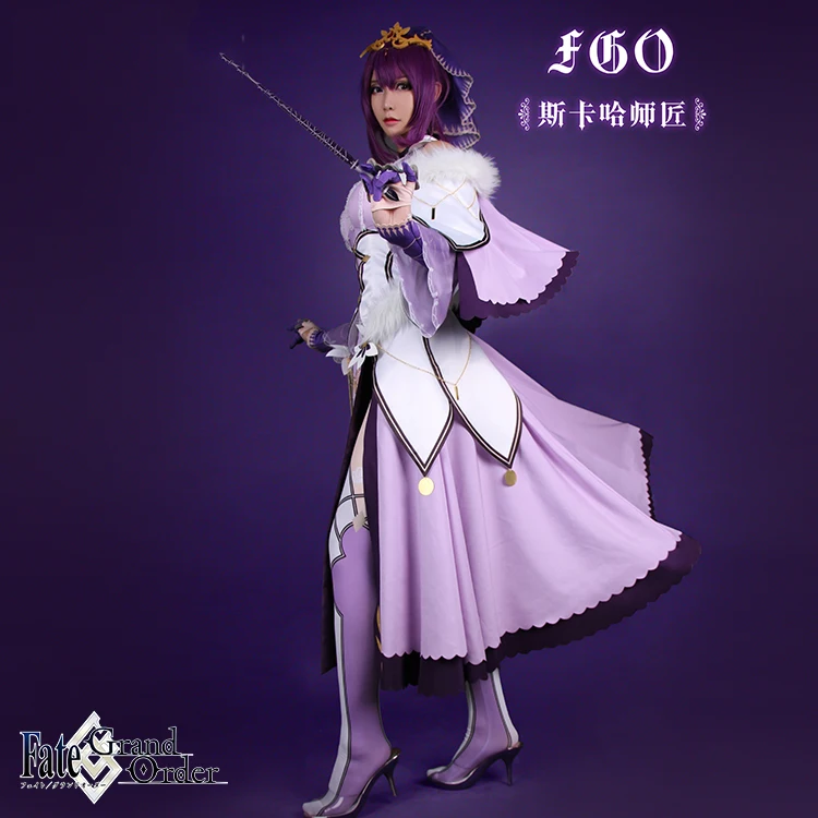 Аниме Fate Grand Order FGO Scathach Косплей Костюм Scathach фиолетовое платье костюм на Хэллоуин для женщин